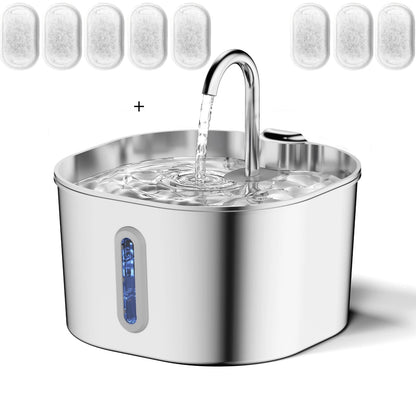 Elevate Your Pet's Hydration with the Ultra-Quiet Stainless Steel Cat Water Fountain - 2.2L Pet Water Dispenser with Filter for Cats and Dogs