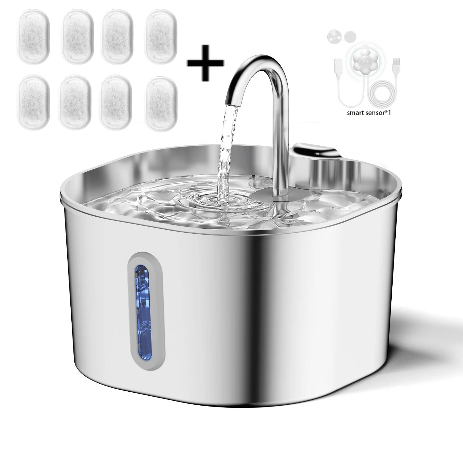 Elevate Your Pet's Hydration with the Ultra-Quiet Stainless Steel Cat Water Fountain - 2.2L Pet Water Dispenser with Filter for Cats and Dogs