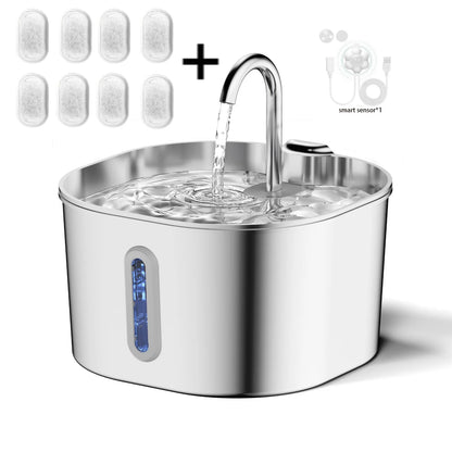 Elevate Your Pet's Hydration with the Ultra-Quiet Stainless Steel Cat Water Fountain - 2.2L Pet Water Dispenser with Filter for Cats and Dogs