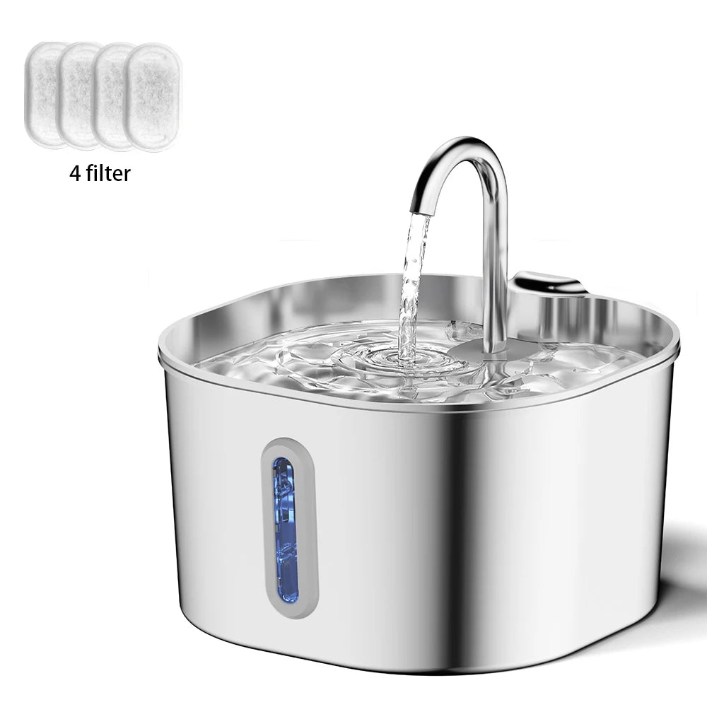 Elevate Your Pet's Hydration with the Ultra-Quiet Stainless Steel Cat Water Fountain - 2.2L Pet Water Dispenser with Filter for Cats and Dogs